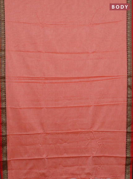 Narayanpet cotton saree pale orange and orange with plain body and thread woven border