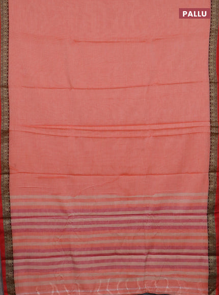 Narayanpet cotton saree pale orange and orange with plain body and thread woven border
