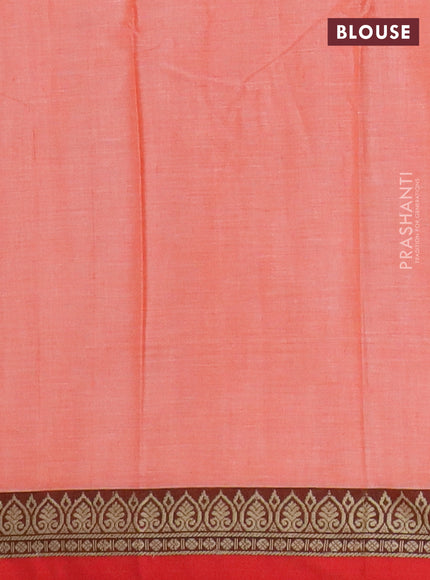 Narayanpet cotton saree pale orange and orange with plain body and thread woven border