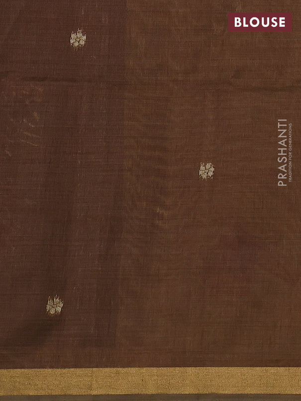 Semi linen saree sandal and brown with allover thread woven buttas and paithani pallu