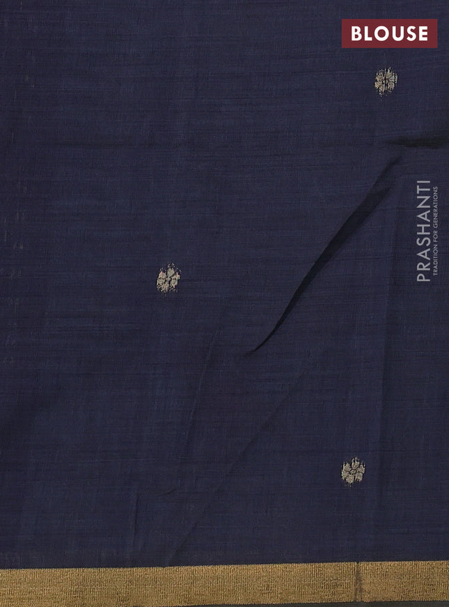 Semi linen saree teal blue and navy blue with allover thread woven buttas and paithani pallu