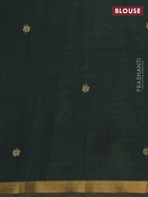 Semi linen saree light green and bottle green with allover thread woven buttas and paithani pallu