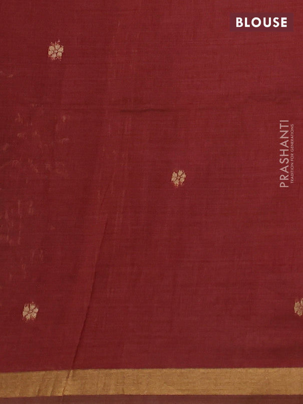 Semi linen saree peach pink and maroon with allover thread woven buttas and paithani pallu