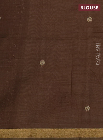 Semi linen saree beige and brown with allover thread woven buttas and paithani pallu