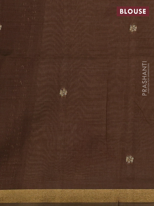 Semi linen saree beige and brown with allover thread woven buttas and paithani pallu