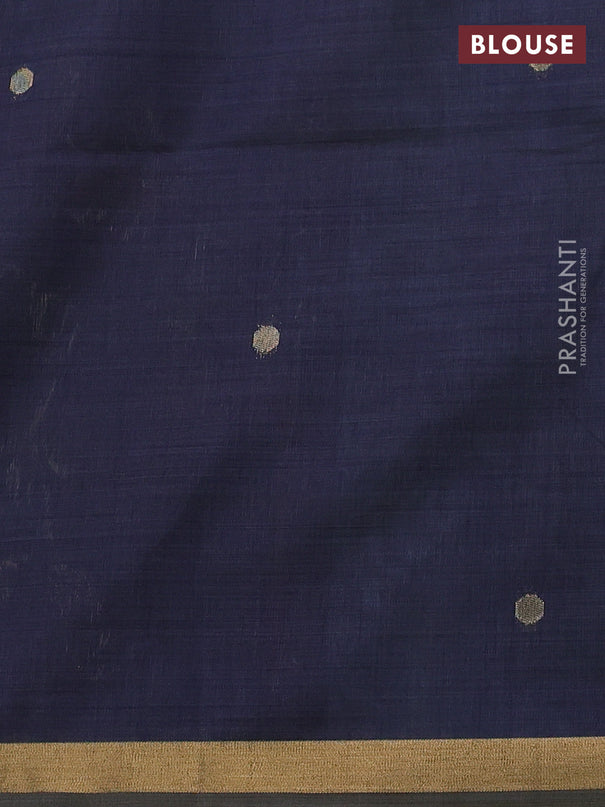 Semi linen saree teal blue and navy blue with allover thread weaves and paithani pallu