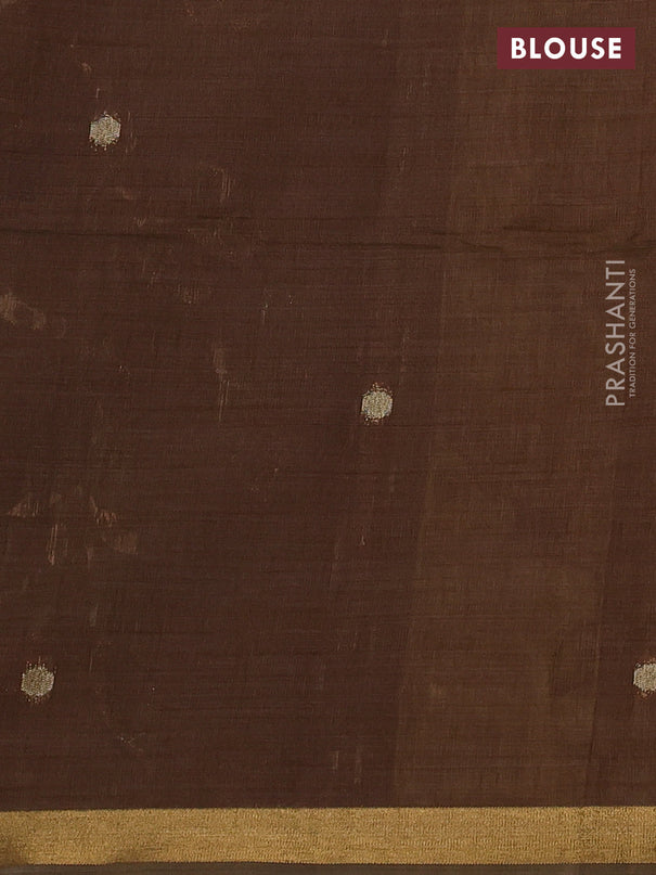 Semi linen saree sandal and brown with allover thread weaves and paithani pallu
