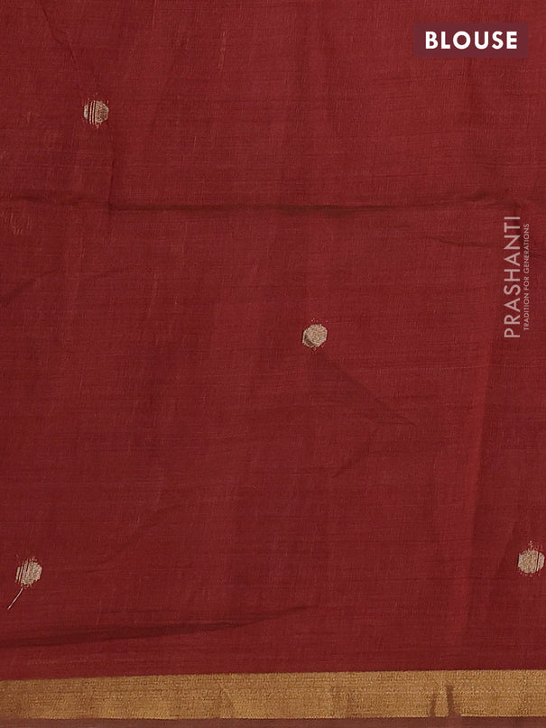 Semi linen saree peach pink and maroon with allover thread weaves and paithani pallu