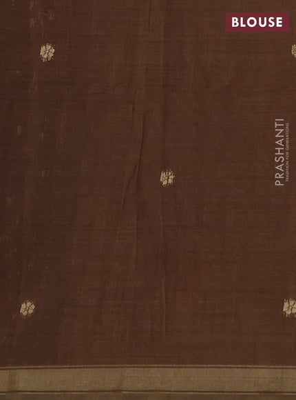 Semi linen saree sandal and brown with allover thread weaves and paithani pallu