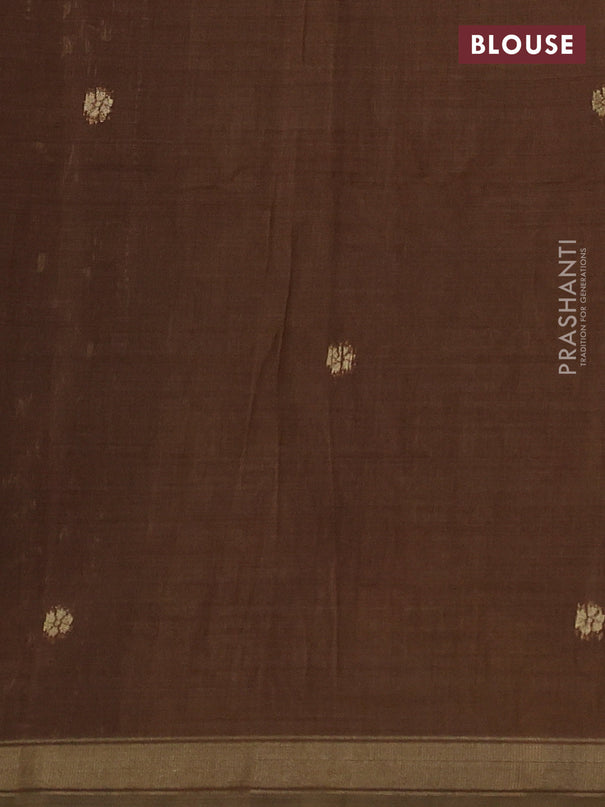 Semi linen saree sandal and brown with allover thread weaves and paithani pallu