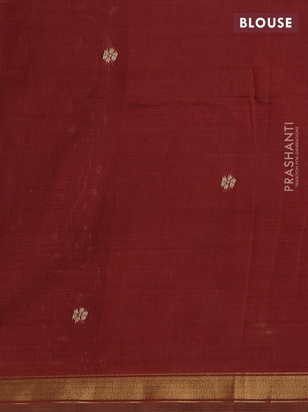 Semi linen saree peach pink and maroon with allover thread weaves and paithani pallu