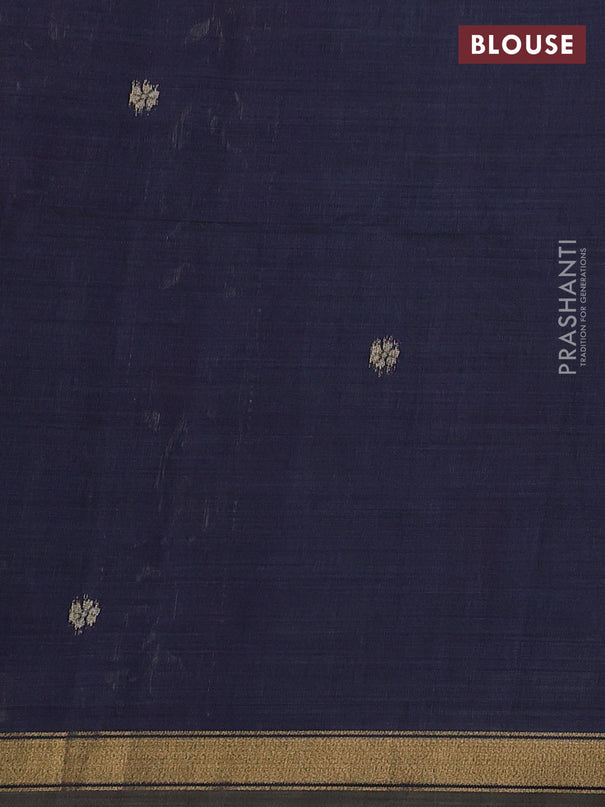 Semi linen saree teal blue and navy blue with allover thread weaves and paithani pallu