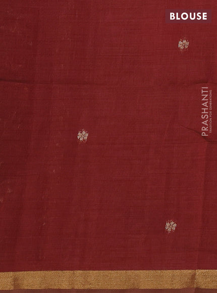 Semi linen saree peach pink and maroon with allover thread woven buttas and paithani pallu