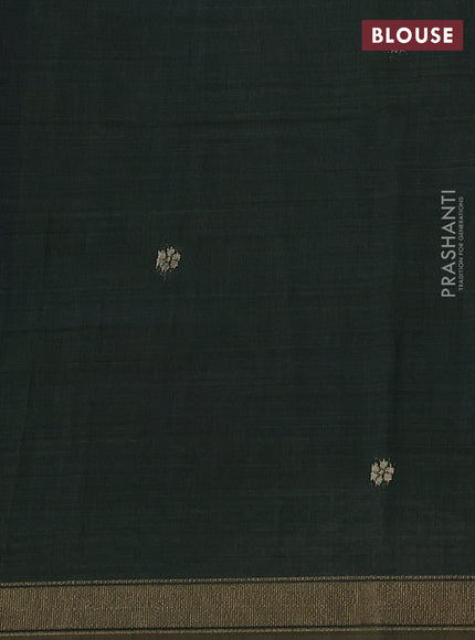 Semi linen saree light green and bottle green with allover thread woven buttas and paithani pallu
