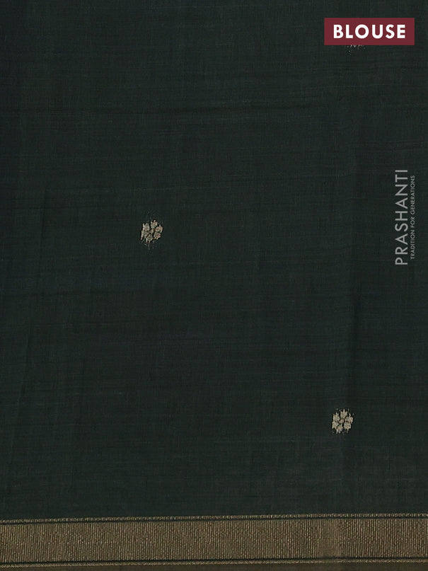Semi linen saree light green and bottle green with allover thread woven buttas and paithani pallu