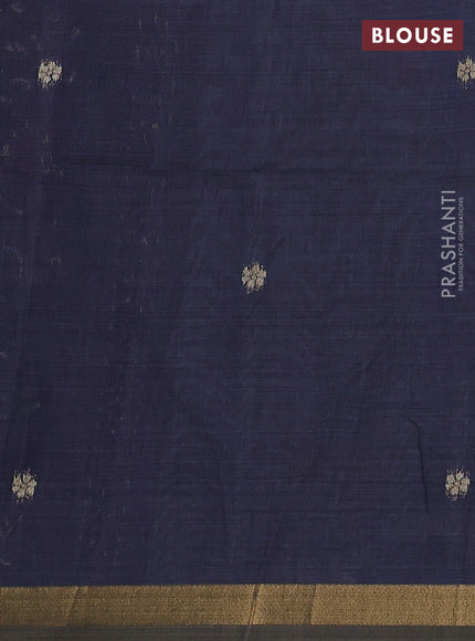 Semi linen saree teal blue and navy blue with allover thread woven buttas and paithani pallu