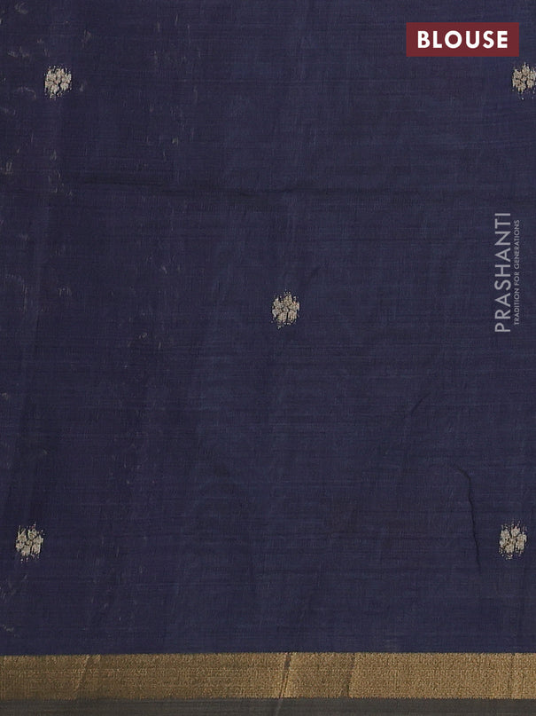 Semi linen saree teal blue and navy blue with allover thread woven buttas and paithani pallu