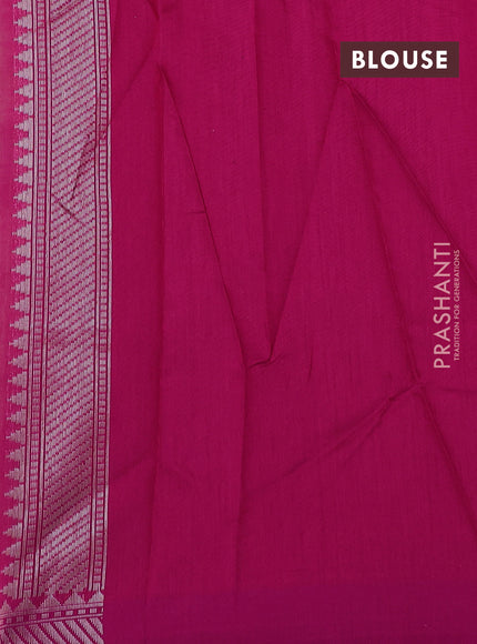 Kora jamdhani silk saree peach shade and pink with allover jamdhani weaves and zari woven border