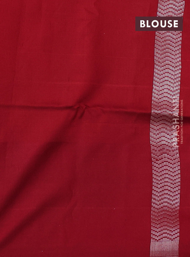 Kora jamdhani silk saree orange and red with allover jamdhani weaves and zari woven border