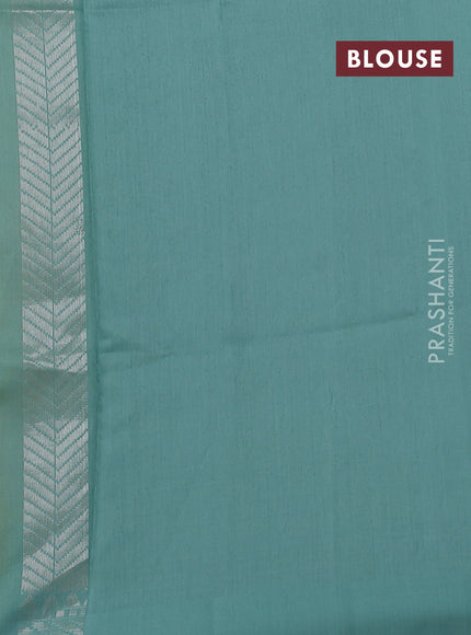 Kora jamdhani silk saree yellow and teal green with allover jamdhani weaves and zari woven border