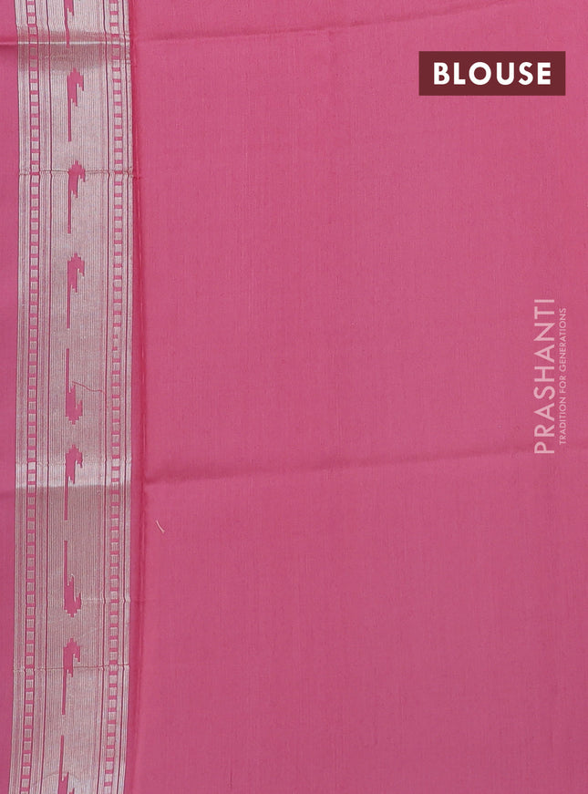 Kora jamdhani silk saree lavender and peach pink with allover jamdhani weaves and zari woven border