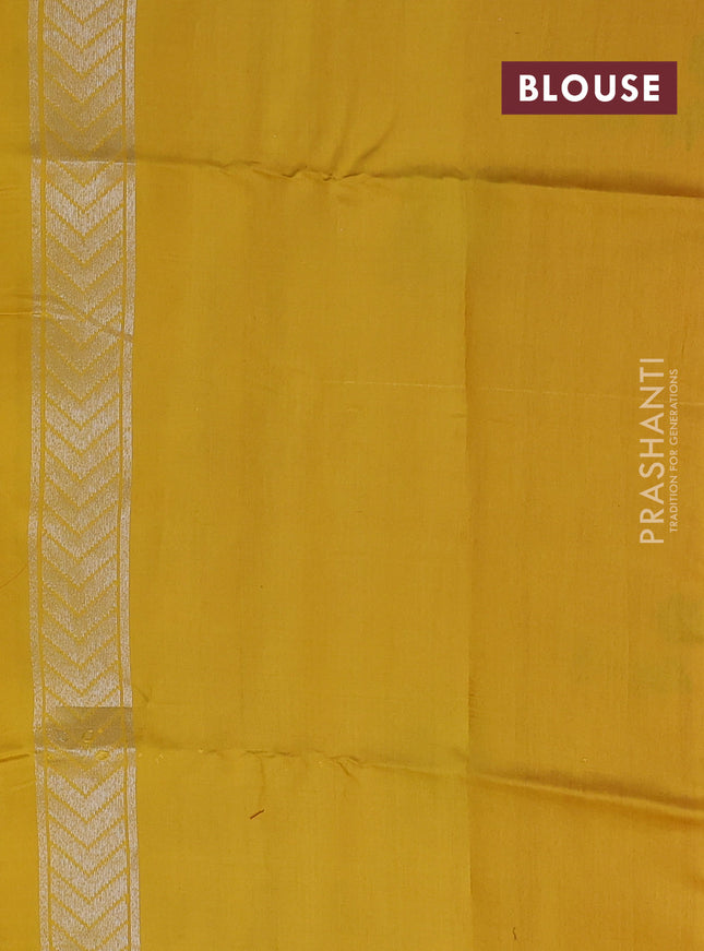 Kora jamdhani silk saree pink and yellow with allover jamdhani weaves and zari woven border