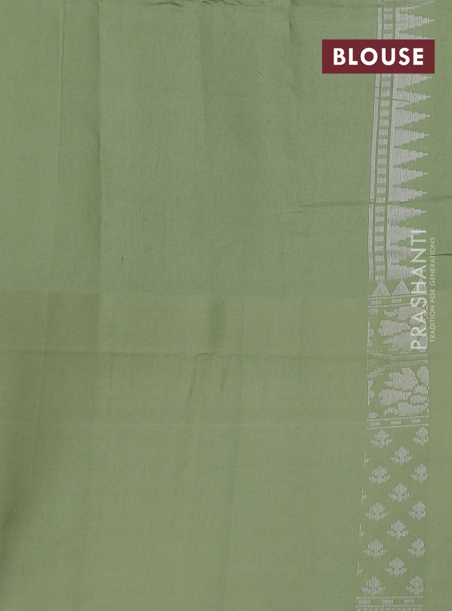 Kora jamdhani silk saree pale yellow and pista green with allover jamdhani weaves and long zari woven border