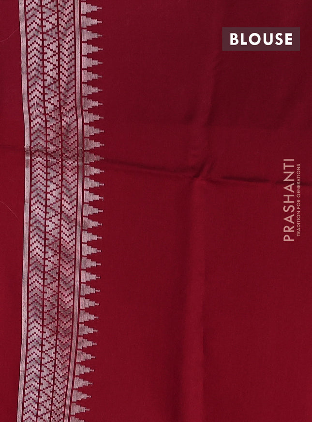 Kora jamdhani silk saree pale orange and red with allover jamdhani weaves and zari woven border