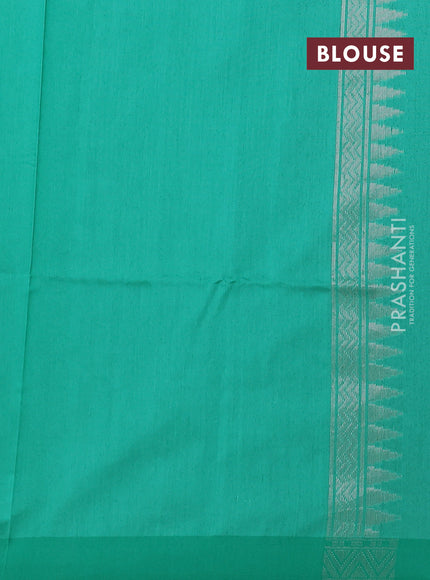 Kora jamdhani silk saree lavender and teal green with allover jamdhani weaves and zari woven border