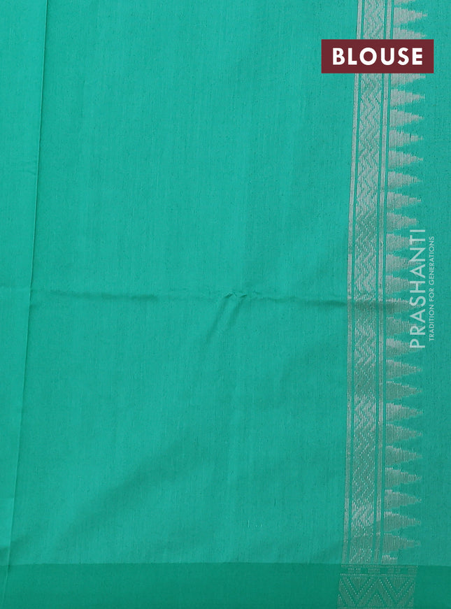 Kora jamdhani silk saree lavender and teal green with allover jamdhani weaves and zari woven border
