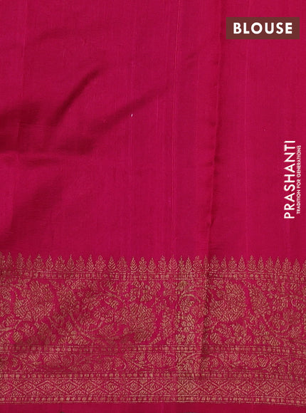 Banarasi raw silk saree green and pink with woven buttas and woven border
