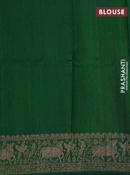 Banarasi raw silk saree red and green with woven buttas and woven border