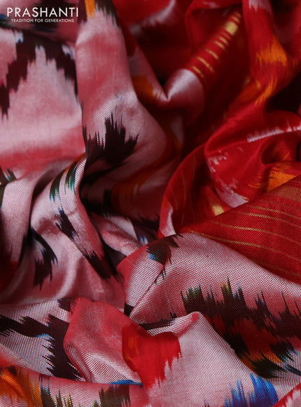 Pochampally silk saree dual shade of red shade and red with allover patola weaves and rettapet border