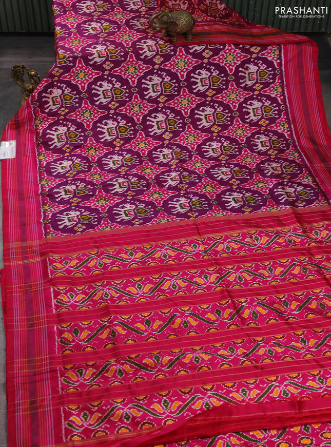 Pochampally silk saree purple and pink with allover patola weave and simple border