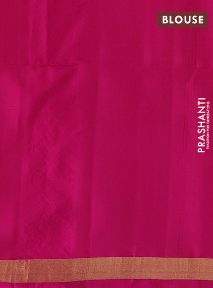 Ikat soft silk saree orange and pink with allover checks & ikat weaves and long ikat woven zari border