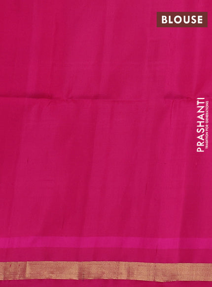 Ikat soft silk saree blue and dark pink with allover checks & ikat weaves and zari woven border
