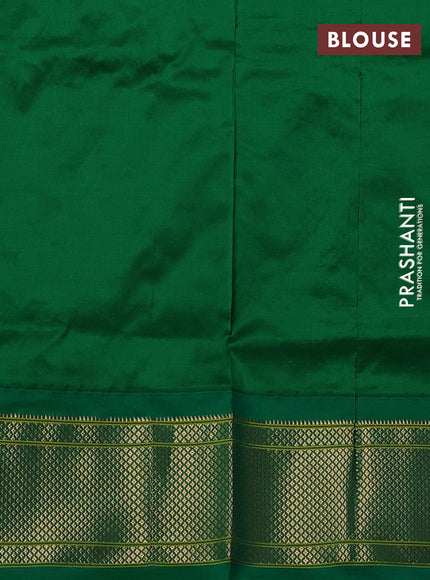Pure paithani silk saree light pink and green with zari woven buttas and paithani weaving pallu