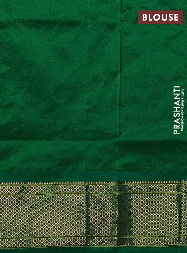 Pure paithani silk saree mango yellow and green with zari woven buttas and paithani weaving pallu