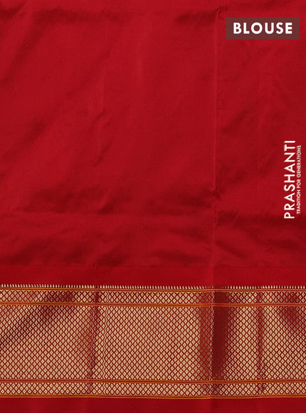 Pure paithani silk saree peacock blue and red with zari woven buttas and paithani weaving pallu