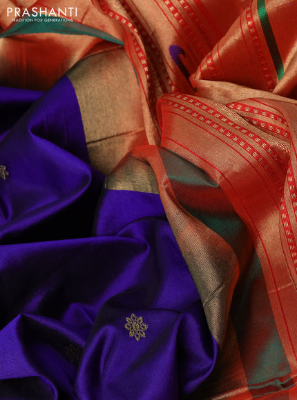 Pure paithani silk saree blue and cs blue with allover zari woven buttas and paithani weaving pallu