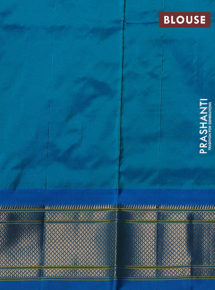 Pure paithani silk saree blue and cs blue with allover zari woven buttas and paithani weaving pallu