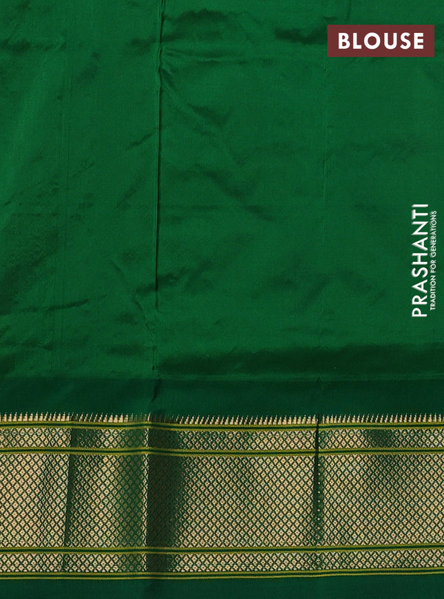 Pure paithani silk saree red and green with allover zari woven buttas and paithani weaving pallu