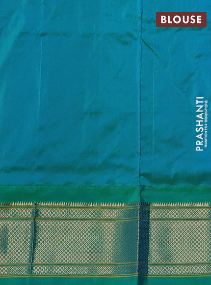 Pure paithani silk saree purple and teal green with allover zari woven buttas and paithani weaving pallu