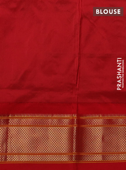Pure paithani silk saree light pink and red with allover zari woven buttas and paithani weaving pallu