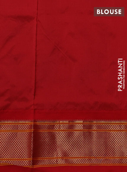 Pure paithani silk saree blue and red with allover zari woven buttas and paithani weaving pallu
