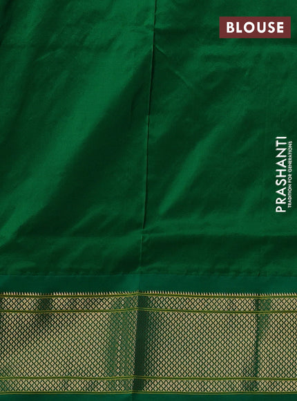 Pure paithani silk saree pink and green with allover floral zari woven buttas and paithani weaving pallu