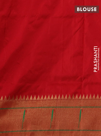 Pure paithani silk saree red with allover zari woven buttas and zari woven muniya butta border