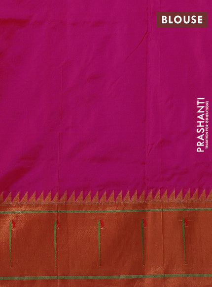 Pure paithani silk saree pink and red with allover zari woven buttas and zari woven muniya butta border