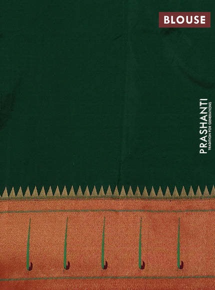 Pure paithani silk saree green and red with allover zari woven buttas and zari woven muniya butta border