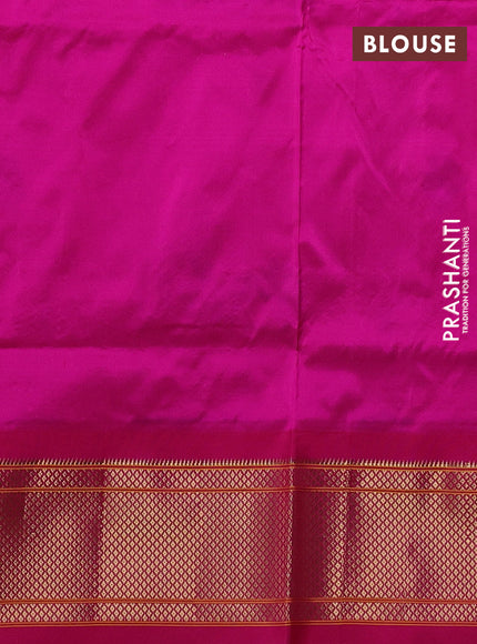 Pure paithani silk saree light blue and pink with allover annam zari woven buttas and paithani weaving pallu